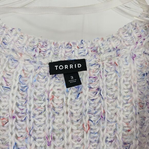 Torrid V-Neck Pullover Tunic Sweater Multi-Color Chunky Knit Confetti Pastels 3X - Picture 7 of 8
